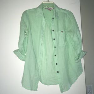 Mint green button down shirt